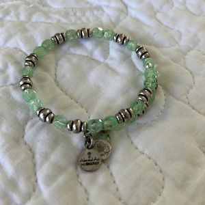 Alex & Ani Vintage 66 Wrap Bracelet with silver snd green beads!!
